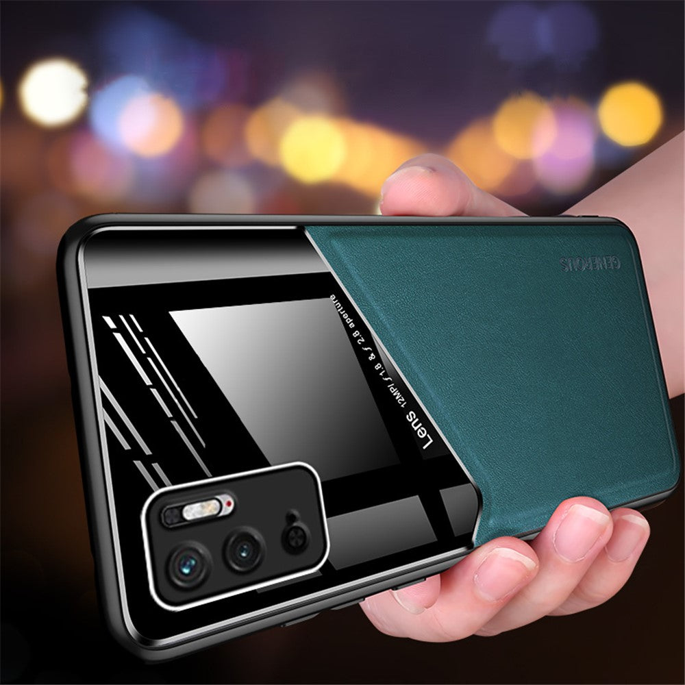 Precise Cut-Out Cover Textured Leather Coated Hybrid Case with Magnetic Metal Sheet Design for Xiaomi Redmi Note 10 5G/Poco M3 Pro 4G/Poco M3 Pro 5G