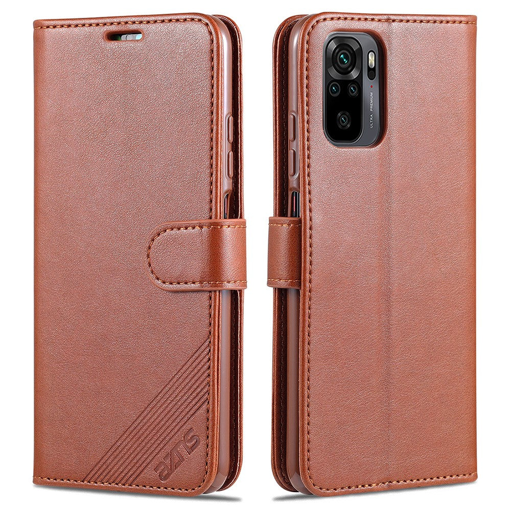 AZNS Wallet Stand Leather Protective Shell for Xiaomi Poco M5s 4G / Redmi Note 10 4G / Note 10S 4G
