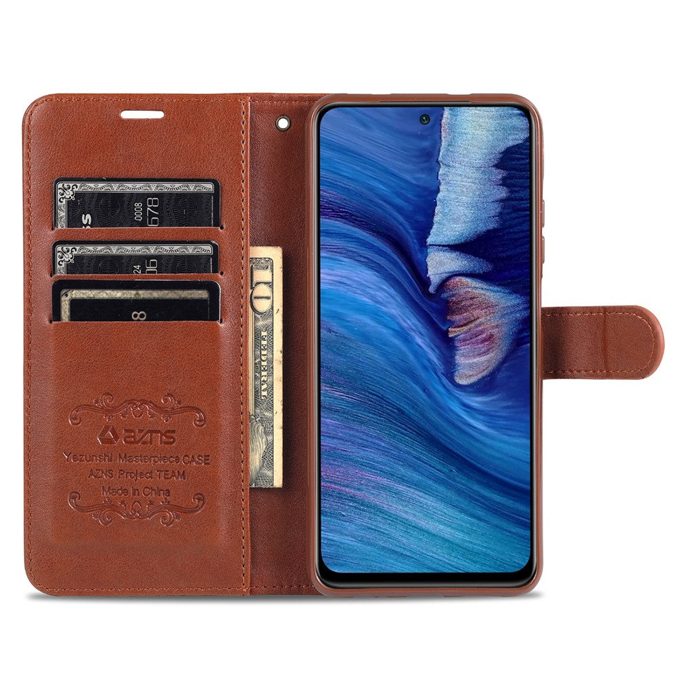 AZNS Wallet Stand Leather Protective Shell for Xiaomi Poco M5s 4G / Redmi Note 10 4G / Note 10S 4G