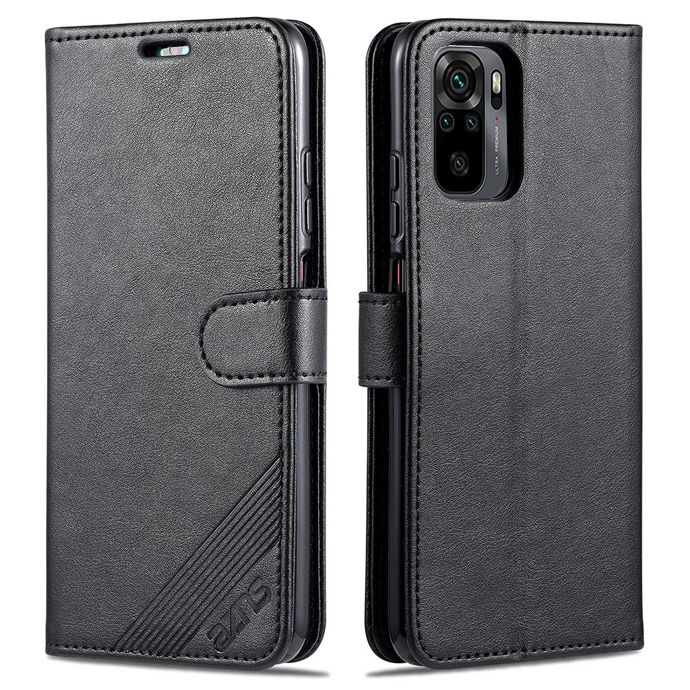 AZNS Wallet Stand Leather Protective Shell for Xiaomi Poco M5s 4G / Redmi Note 10 4G / Note 10S 4G