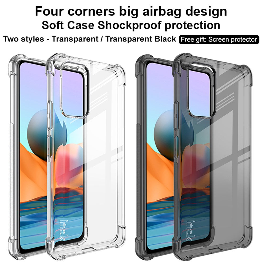 IMAK Full Body Rugged Soft TPU Cover Slim Shockproof Phone Bumper with Screen Protector for Xiaomi Redmi Note 10 Pro Max / Note 10 Pro 4G (Global) / Note 10 Pro 4G (India)