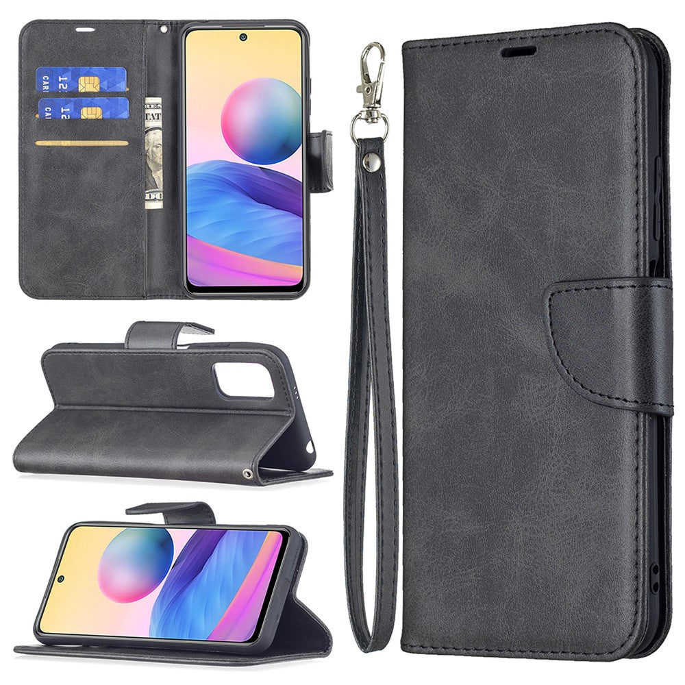 All-Inclusive Shockproof Stand Sheepskin Texture Wallet Flip Wallet Phone Cover for Xiaomi Redmi Note 10 5G / Poco M3 Pro 5G / 4G