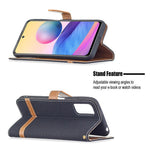 For Xiaomi Redmi Note 10 5G/Poco M3 Pro 4G/Poco M3 Pro 5G Jeans Cloth Splicing Leather Wallet Stand Phone Cover