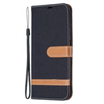 For Xiaomi Redmi Note 10 5G/Poco M3 Pro 4G/Poco M3 Pro 5G Jeans Cloth Splicing Leather Wallet Stand Phone Cover