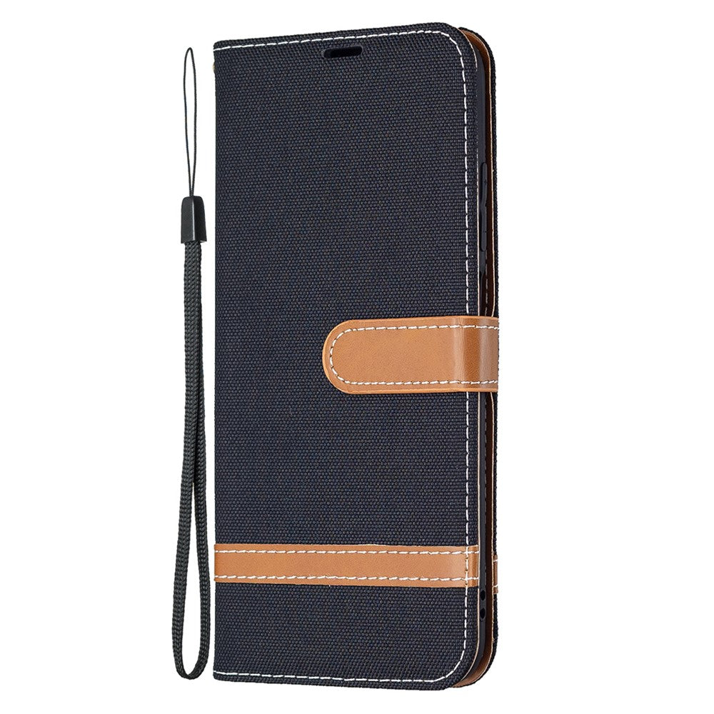 For Xiaomi Redmi Note 10 5G/Poco M3 Pro 4G/Poco M3 Pro 5G Jeans Cloth Splicing Leather Wallet Stand Phone Cover
