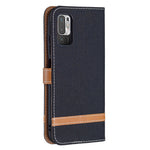 For Xiaomi Redmi Note 10 5G/Poco M3 Pro 4G/Poco M3 Pro 5G Jeans Cloth Splicing Leather Wallet Stand Phone Cover
