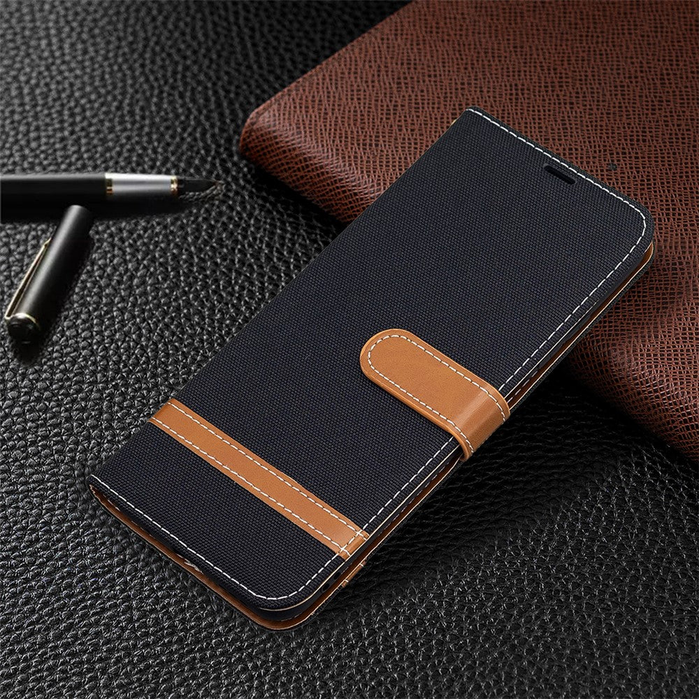 For Xiaomi Redmi Note 10 5G/Poco M3 Pro 4G/Poco M3 Pro 5G Jeans Cloth Splicing Leather Wallet Stand Phone Cover