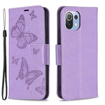 Imprint Butterfly Pattern Leather Stand Wallet Case with Strap for Xiaomi Mi 11 Lite 4G / 5G  / 11 Lite 5G NE
