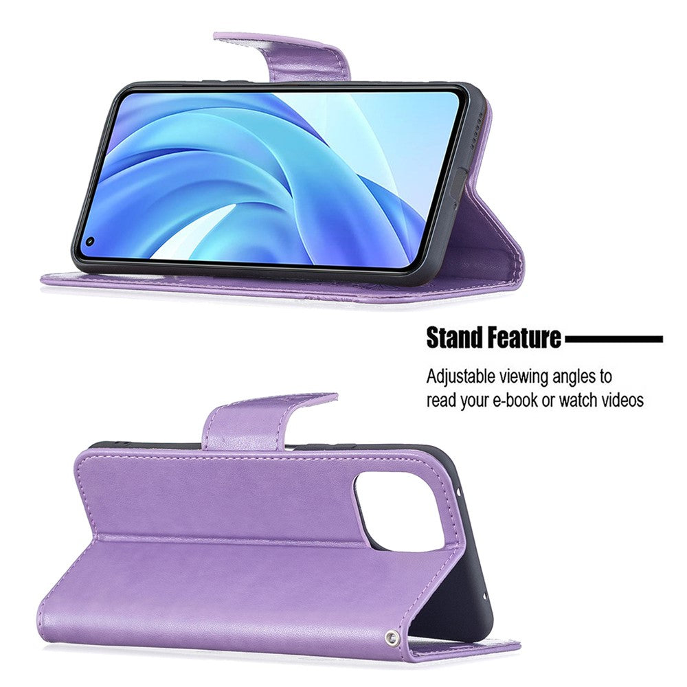 Imprint Butterfly Pattern Leather Stand Wallet Case with Strap for Xiaomi Mi 11 Lite 4G / 5G  / 11 Lite 5G NE