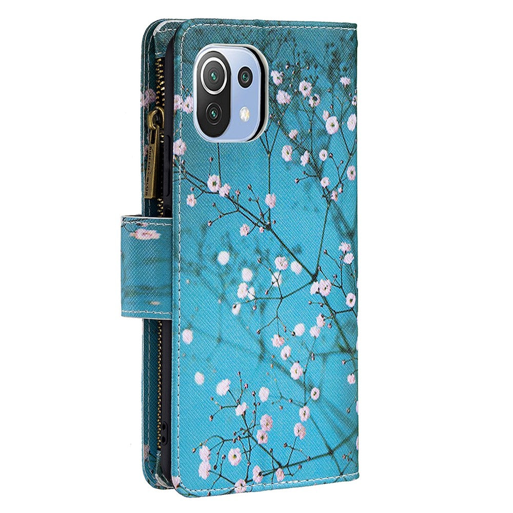 BF03 Zipper Wallet Design Leather Stand Phone Case with Pattern Printing for Xiaomi Mi 11 Lite 4G / 5G  / 11 Lite 5G NE