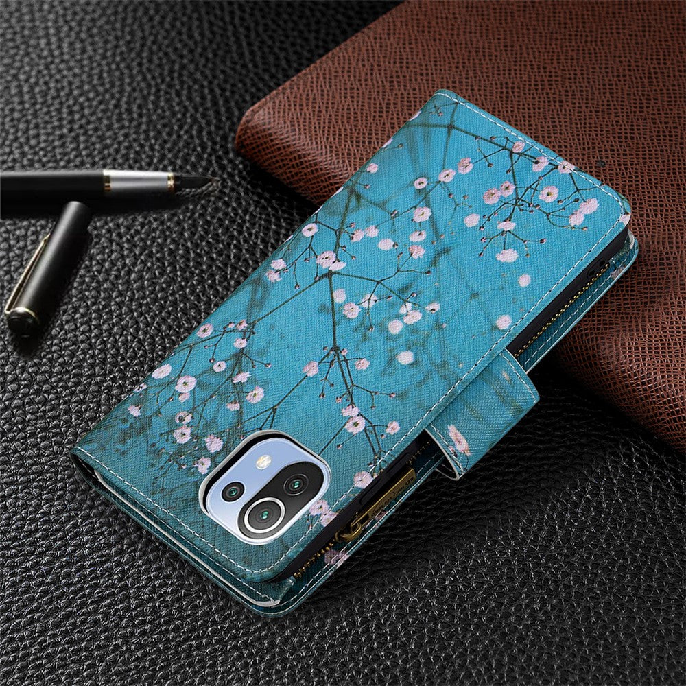 BF03 Zipper Wallet Design Leather Stand Phone Case with Pattern Printing for Xiaomi Mi 11 Lite 4G / 5G  / 11 Lite 5G NE