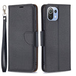 Litchi Texture Wallet Stand Leather Phone Case with Wrist Strap for Xiaomi Mi 11 Lite 4G / 5G /11 Lite 5G NE