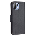 Litchi Texture Wallet Stand Leather Phone Case with Wrist Strap for Xiaomi Mi 11 Lite 4G / 5G /11 Lite 5G NE
