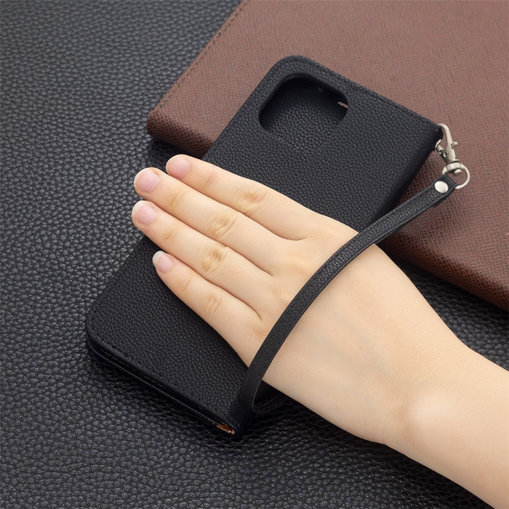 Litchi Texture Wallet Stand Leather Phone Case with Wrist Strap for Xiaomi Mi 11 Lite 4G / 5G /11 Lite 5G NE