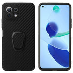 Full Body Scratch Resistant PU + TPU Ring-Shape Kickstand Protective Phone Cover for Xiaomi Mi 11 Lite 4G / 5G /11 Lite 5G NE
