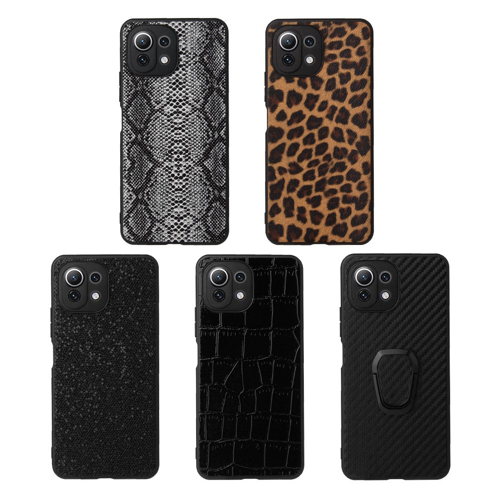 Full Body Scratch Resistant PU + TPU Ring-Shape Kickstand Protective Phone Cover for Xiaomi Mi 11 Lite 4G / 5G /11 Lite 5G NE