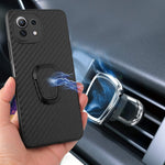 Full Body Scratch Resistant PU + TPU Ring-Shape Kickstand Protective Phone Cover for Xiaomi Mi 11 Lite 4G / 5G /11 Lite 5G NE