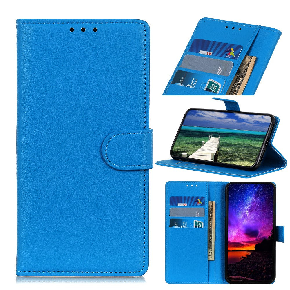 Fullt skyddande klassiskt litchitexturerat läderfodral med plånboksdesign för Xiaomi Redmi Note 8 2021