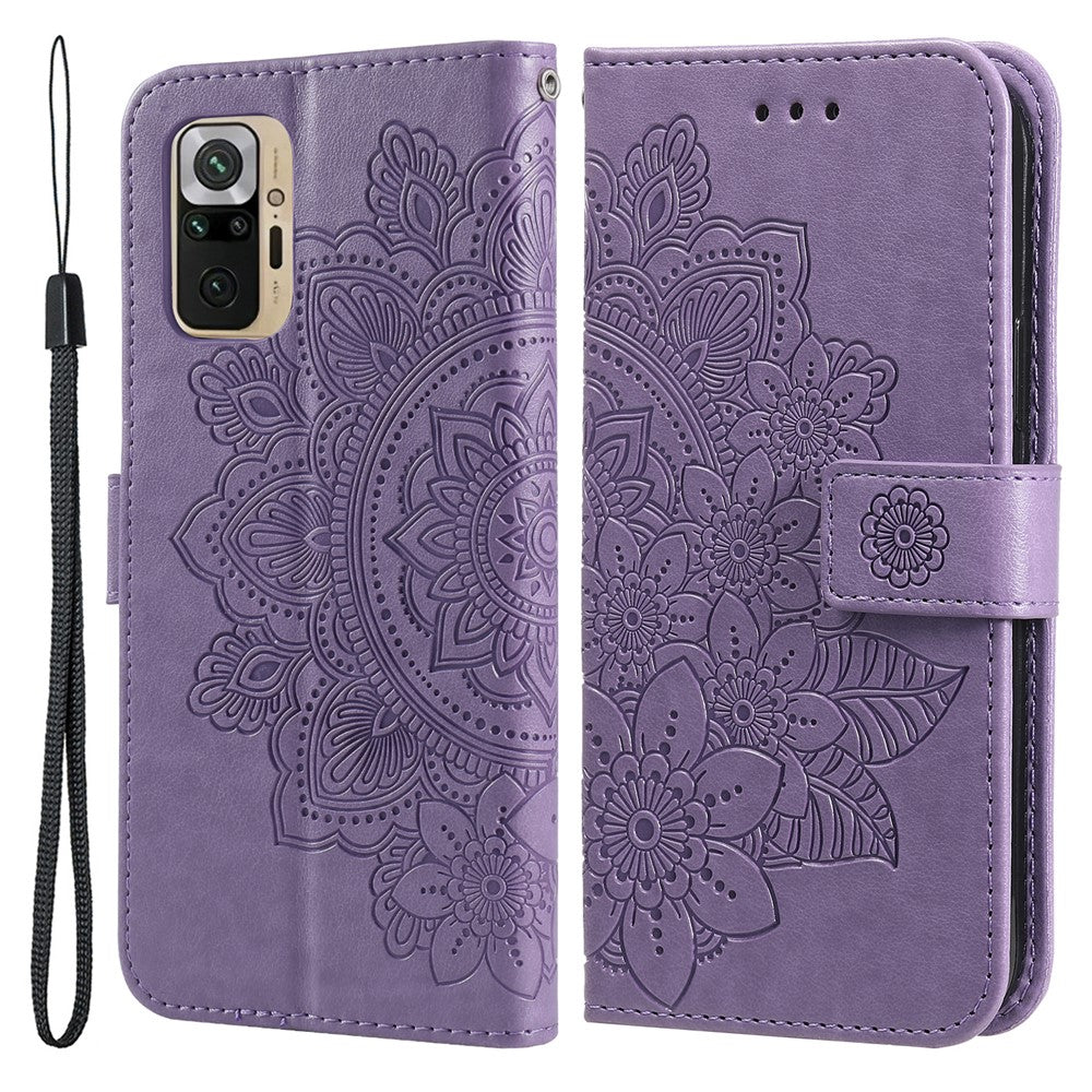 Plånboksfodral i PU-läder med tryck och blommönster och rem för Xiaomi Redmi Note 10 5G / Poco M3 Pro 5G