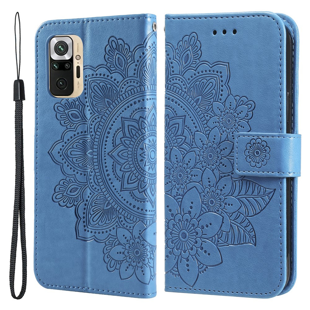 Plånboksfodral i PU-läder med tryck och blommönster och rem för Xiaomi Redmi Note 10 5G / Poco M3 Pro 5G