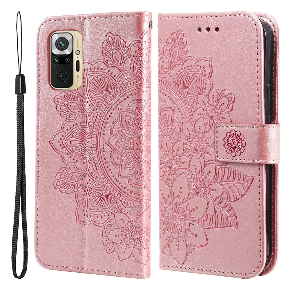 Plånboksfodral i PU-läder med tryck och blommönster och rem för Xiaomi Redmi Note 10 5G / Poco M3 Pro 5G