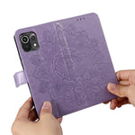 PU Leather Imprint Flowers Pattern Wallet Phone Case with Lanyard for Xiaomi Mi 11 Lite 4G / 5G /11 Lite 5G NE