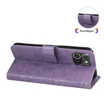 PU Leather Imprint Flowers Pattern Wallet Phone Case with Lanyard for Xiaomi Mi 11 Lite 4G / 5G /11 Lite 5G NE