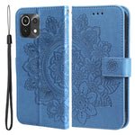 PU Leather Imprint Flowers Pattern Wallet Phone Case with Lanyard for Xiaomi Mi 11 Lite 4G / 5G /11 Lite 5G NE