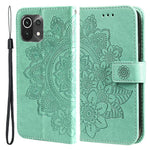 PU Leather Imprint Flowers Pattern Wallet Phone Case with Lanyard for Xiaomi Mi 11 Lite 4G / 5G /11 Lite 5G NE