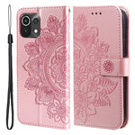 PU Leather Imprint Flowers Pattern Wallet Phone Case with Lanyard for Xiaomi Mi 11 Lite 4G / 5G /11 Lite 5G NE