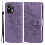 PU Leather Imprint Flowers Pattern Wallet Phone Case with Lanyard for Xiaomi Mi 11