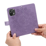 PU Leather Imprint Flowers Pattern Wallet Phone Case with Lanyard for Xiaomi Mi 11