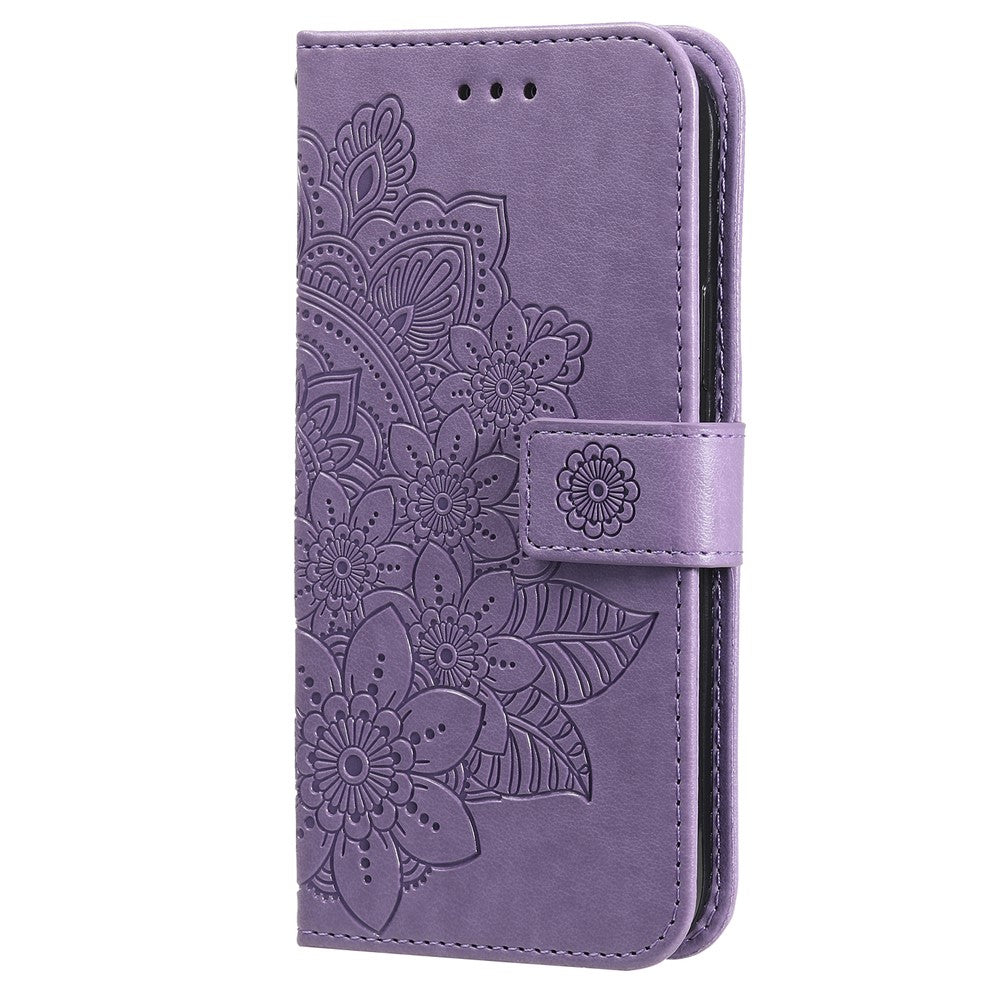 PU Leather Imprint Flowers Pattern Wallet Phone Case with Lanyard for Xiaomi Mi 11