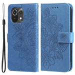 PU Leather Imprint Flowers Pattern Wallet Phone Case with Lanyard for Xiaomi Mi 11