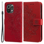 PU Leather Imprint Flowers Pattern Wallet Phone Case with Lanyard for Xiaomi Mi 11