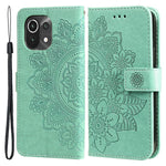 PU Leather Imprint Flowers Pattern Wallet Phone Case with Lanyard for Xiaomi Mi 11