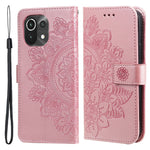 PU Leather Imprint Flowers Pattern Wallet Phone Case with Lanyard for Xiaomi Mi 11