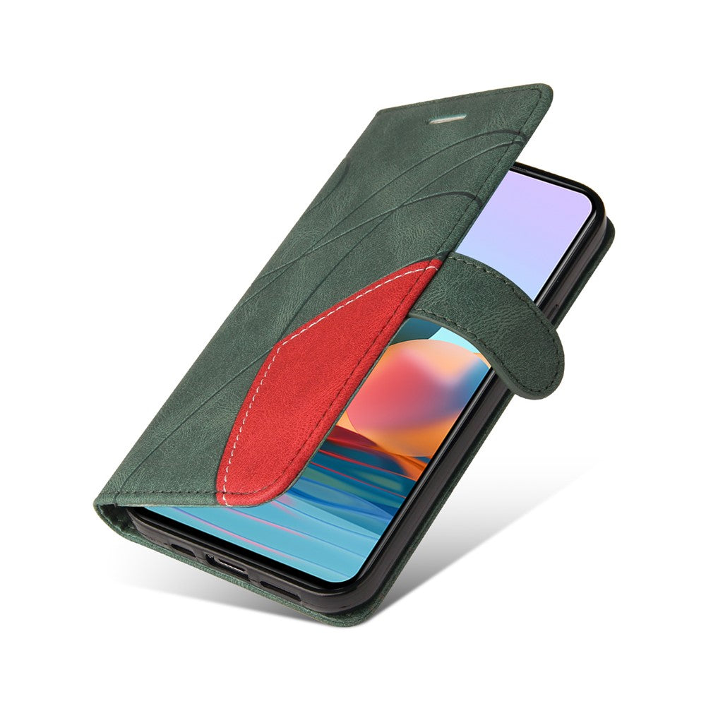 For Xiaomi Redmi Note 10 Pro 4G Leather Case Wallet Stand Color Splicing Phone Cover