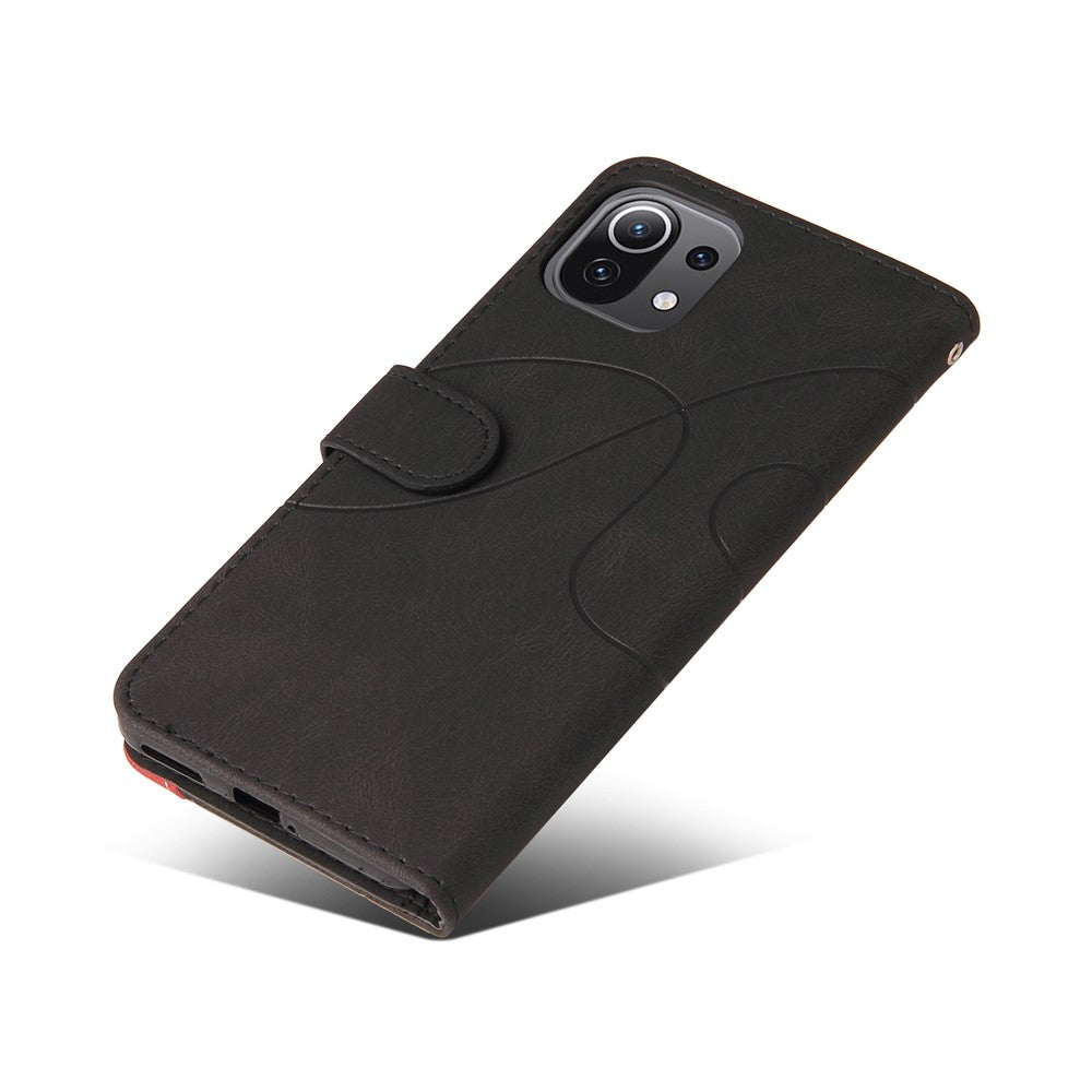 For Xiaomi Mi 11 Lite 4G / 5G  / 11 Lite 5G NE Leather Case Wallet Stand Color Splicing Phone Cover