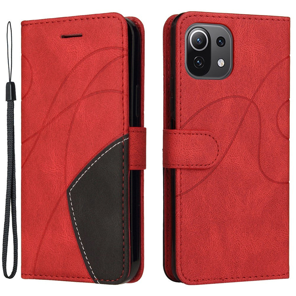 For Xiaomi Mi 11 Lite 4G / 5G  / 11 Lite 5G NE Leather Case Wallet Stand Color Splicing Phone Cover