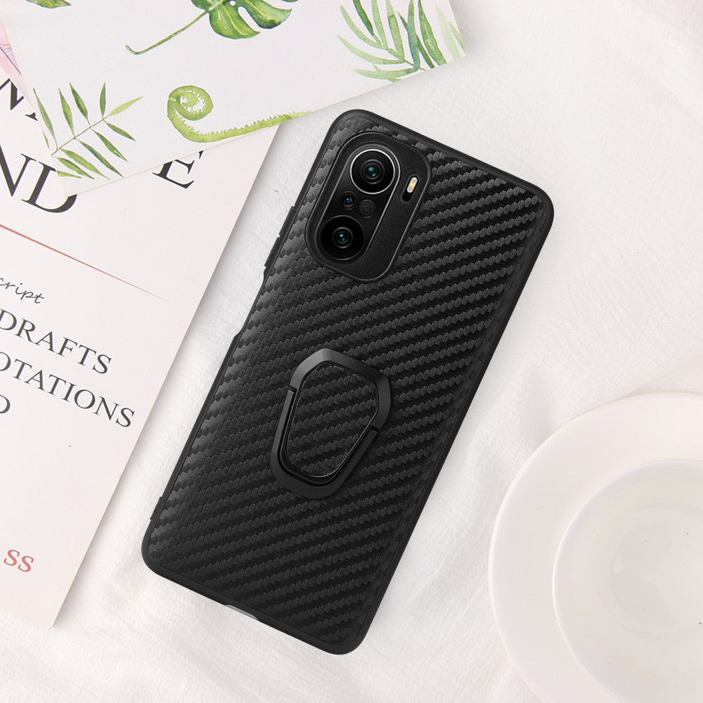 Textured PU Leather Coated PC + TPU Phone Case with Kickstand for Xiaomi Mi 11i / Poco F3 / Redmi K40 / K40 Pro / K40 Pro+