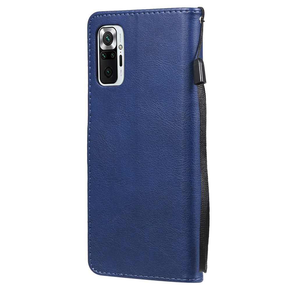 For Xiaomi Redmi Note 10 5G / Poco M3 Pro 5G Case Solid Color Leather Mobile Cover Wallet Stand with Strap