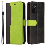 Fashion Color Splicing PU Leather Wallet Flip Protective Case Cover with Wrist Strap Magnetic Clasp for Xiaomi Redmi Note 10 5G / Note 10T 5G / Poco M3 Pro 5G / 4G