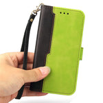 Fashion Color Splicing PU Leather Wallet Flip Protective Case Cover with Wrist Strap Magnetic Clasp for Xiaomi Redmi Note 10 5G / Note 10T 5G / Poco M3 Pro 5G / 4G