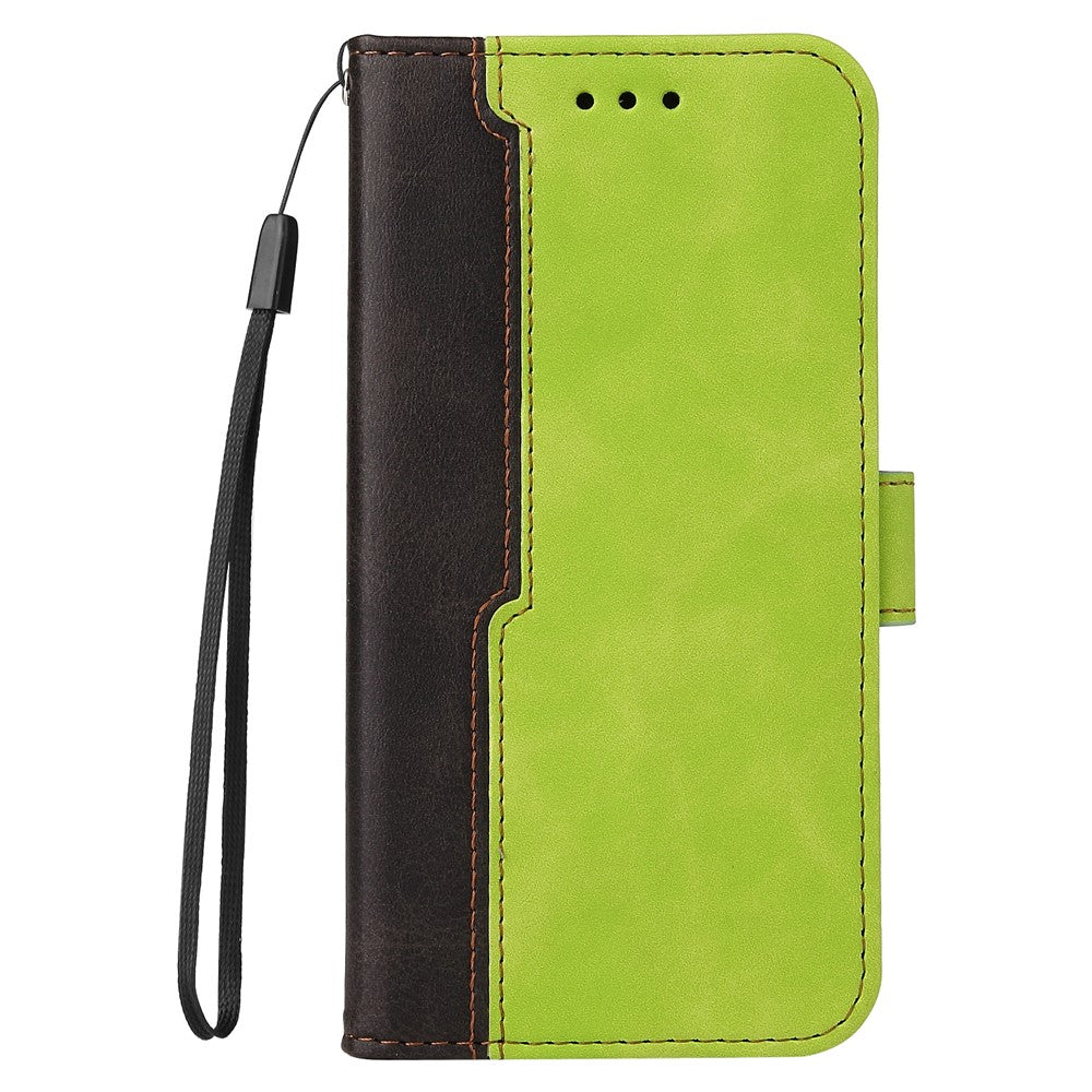 Fashion Color Splicing PU Leather Wallet Flip Protective Case Cover with Wrist Strap Magnetic Clasp for Xiaomi Redmi Note 10 5G / Note 10T 5G / Poco M3 Pro 5G / 4G