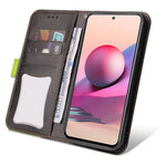 Fashion Color Splicing PU Leather Wallet Flip Protective Case Cover with Wrist Strap Magnetic Clasp for Xiaomi Redmi Note 10 5G / Note 10T 5G / Poco M3 Pro 5G / 4G