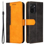 Fashion Color Splicing PU Leather Wallet Flip Protective Case Cover with Wrist Strap Magnetic Clasp for Xiaomi Redmi Note 10 5G / Note 10T 5G / Poco M3 Pro 5G / 4G