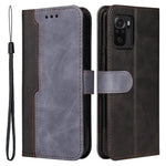 Fashion Color Splicing PU Leather Wallet Flip Protective Case Cover with Wrist Strap Magnetic Clasp for Xiaomi Redmi Note 10 5G / Note 10T 5G / Poco M3 Pro 5G / 4G