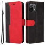 Two-Color Stitching Business Style Magnetic Soft PU Shockproof Flip Cover Wallet with Strap for Xiaomi Mi 11