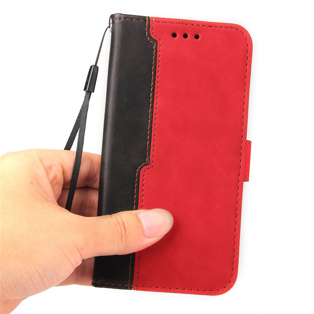 Two-Color Stitching Business Style Magnetic Soft PU Shockproof Flip Cover Wallet with Strap for Xiaomi Mi 11
